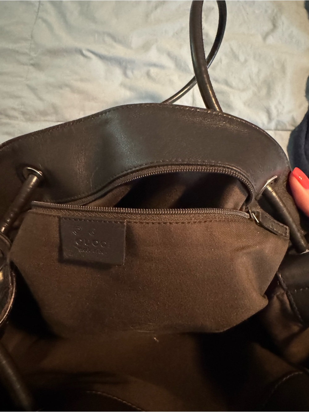 Gucci Black Monogram Tote Bag with Leather Straps - Picture 8 of 9
